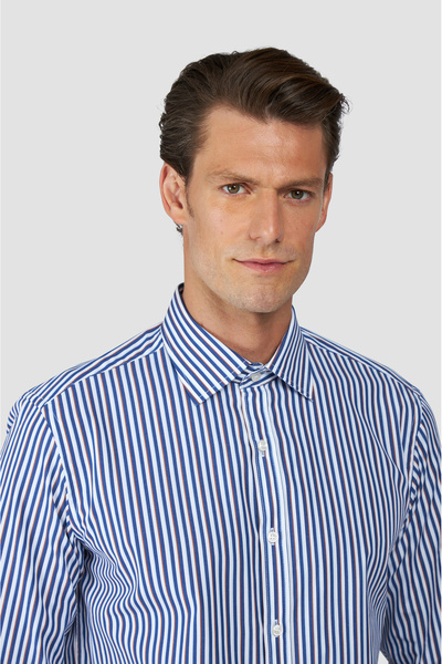 PAUL&SHARK Men's Regular Fit Striped Cotton Long Sleeve Multi-Colored Shirt 15313053Cf-V14