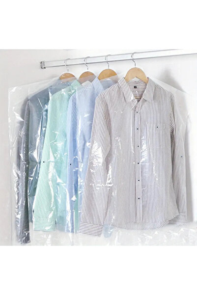 HG Tedarik 10 Adet 60*90 Cm Şeffaf Elbise Poşeti, Askı Delikli Omuz Kesimli Koruyucu Elbise Kıyafet Hurcu