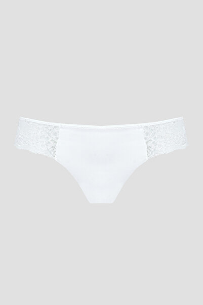 NBB Ekru Lazer Kesim Dantelli String