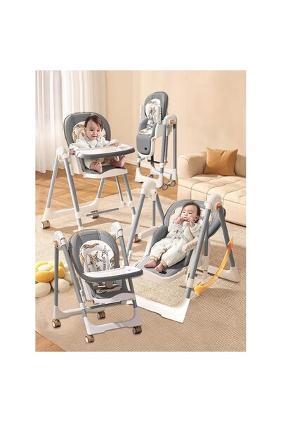 Flippy 2-in-1 Highchair for Children 6 Months - 4 Years, Foldable, with Wheels, Rocking, Swing, Adju