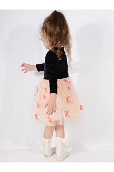 Serkon BABY Flying Butterfly Tutu Fluffy Shiny Velvet Girls' Dress