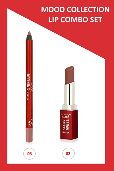 Golden Rose Mood Lip Combo Set - Defining Dudak Kalemi No:03 - Satiny Matte R...