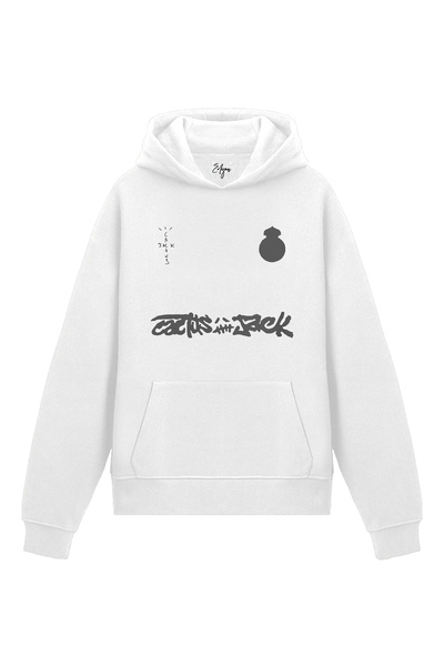 Edizen Travis Scott Cactus Jack Real Hoodie Hanorac oversized 100% bumbac alb...