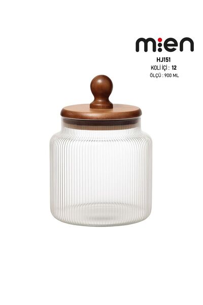 MİEN Akasya Ball Cam Kavanoz-900ml , Cam Akasya Kapaklı Kavanoz,Çok Amaçlı Kavanoz