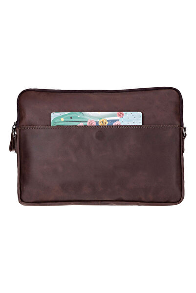 BloominBag Bloomsleeve Leeds 14" Mahogany Dark Brown Genuine Leather Laptop & Tablet Sleeve