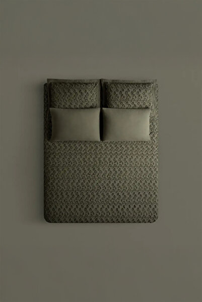 Ecocotton Anka Yeşil Double Size 100% Organic Cotton Muslin Duvet Cover Set