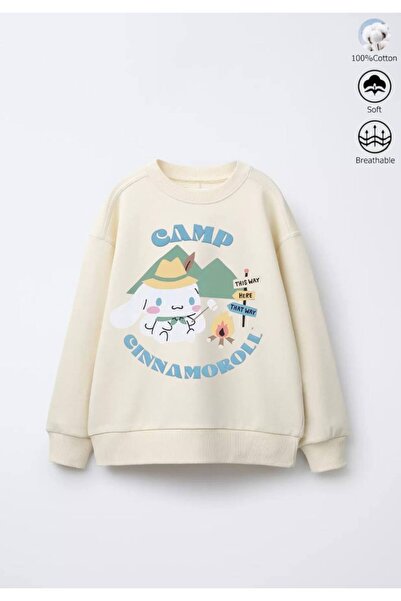 daisydolly Kız Çocuk 3 İplik Şardonsuz Pamuklu Baskılı Sweatshirt