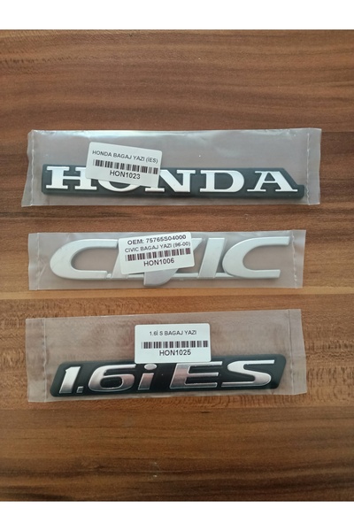 OEM HONDA CİVİC 1.6İES YAZI SETİ 3LÜ TAKIM HONDA CIVIC 1.6 İES BAGAJ YAZISI