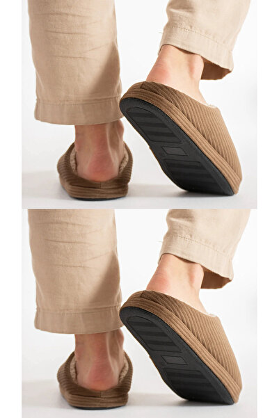 Hızlı Al 2 Pack Men's Winter House Slippers. Embroidered Velvet Embroidered Soft Men's Winter Slippers