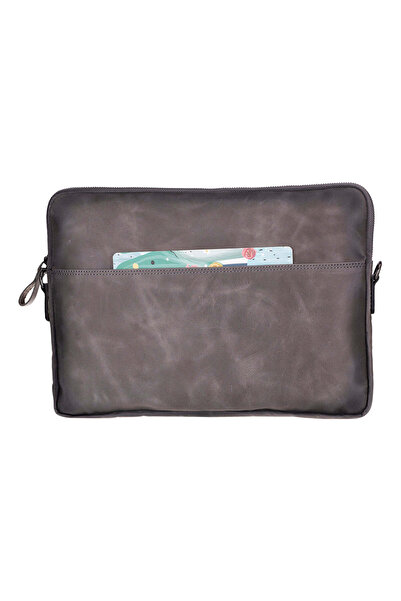 BloominBag Bloomsleeve Leeds 16” Ash Gray Genuine Leather Laptop & Tablet Sleeve