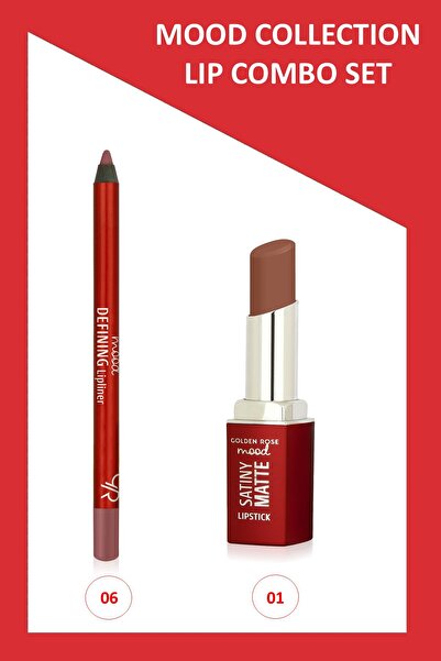 Golden Rose Mood Lip Combo Set - Defining Dudak Kalemi No:06 - Satiny Matte R...