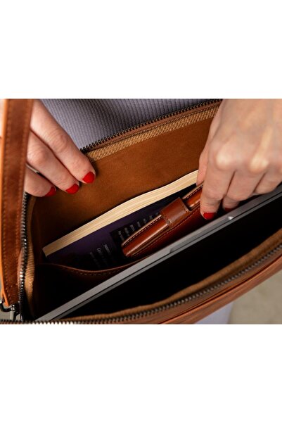 BloominBag Bloomsleeve Leeds 14” Cognac Brown Genuine Leather Laptop & Tablet Sleeve