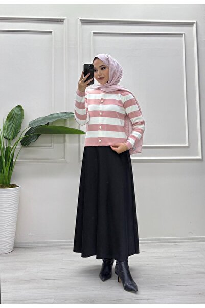 moda acar سترة تريكو مخططة قصيرة