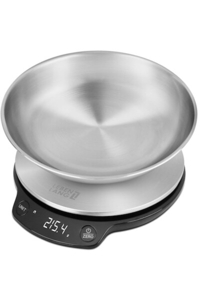 LEBENLANG Cântar digital de bucătărie cu bol din oțel inoxidabil – precizie 0...