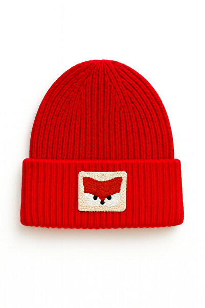 byebruketenci Red Children's Beret with Fox Punch, New Year's Birthday