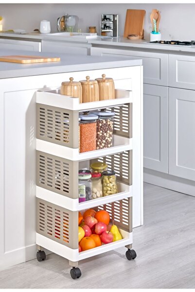 abnturk 4 Katlı Çok Amaçlı Tekerlekli Banyo ve Mutfak Düzenleyici Şık Organizer