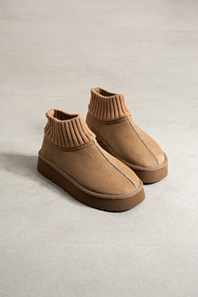 Lorenn Γυναικείες μπότες Ultra II Knitwear Mink Suede με επένδυση από γούνα και χοντρή σόλα