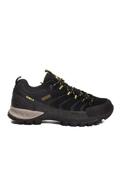 GAMELU Black-Yellow Genuine Leather Men's Outdoor Shoes Solo m