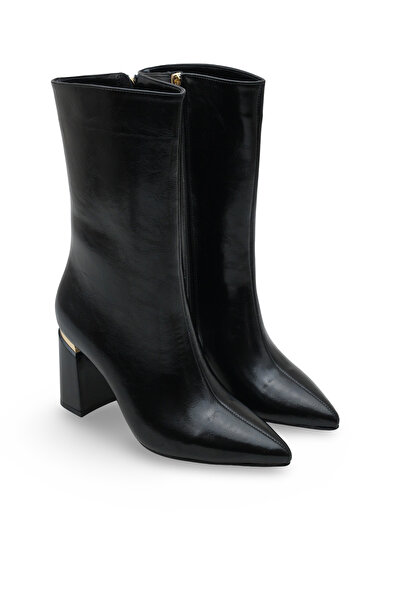 Women Lay-z Γυναικείες μπότες με τακούνι με μυτερή μύτη Μαύρο τσαλακωμένο εφέ...