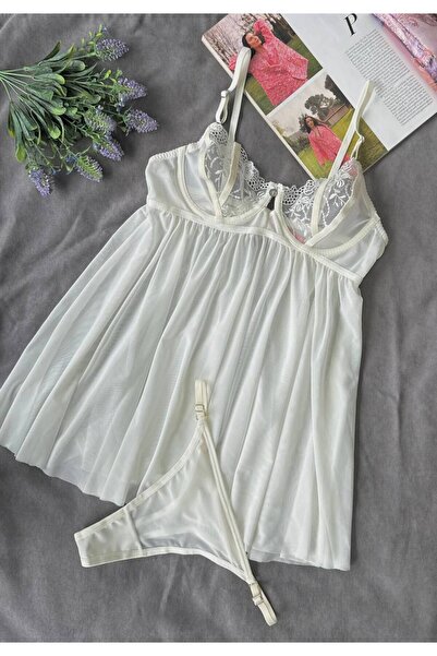 SİLVER MİRROR Product Name: 👰 ✨ Pink Dream Lace Detailed Nightgown & String Set for My Dowry