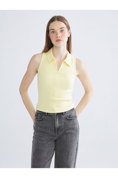 LC Waikiki Sari Polo Neck Ribbed Women's Tank Top