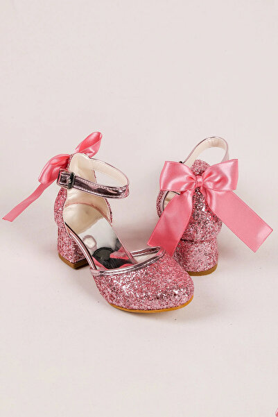NeSe Shoes Glittery and Bow Girls' High Heels, Evening Dress Shoes, New Season, Shimmering