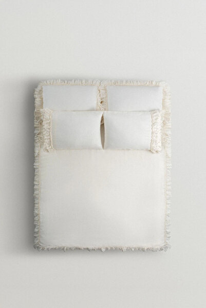 Ecocotton Miranda Cream Double Size 100% Organic Cotton Linen Duvet Cover Set