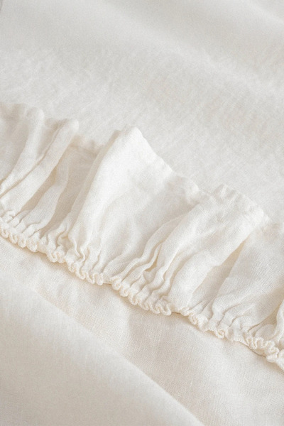 Ecocotton Miranda Cream Double Size 100% Organic Cotton Linen Duvet Cover Set