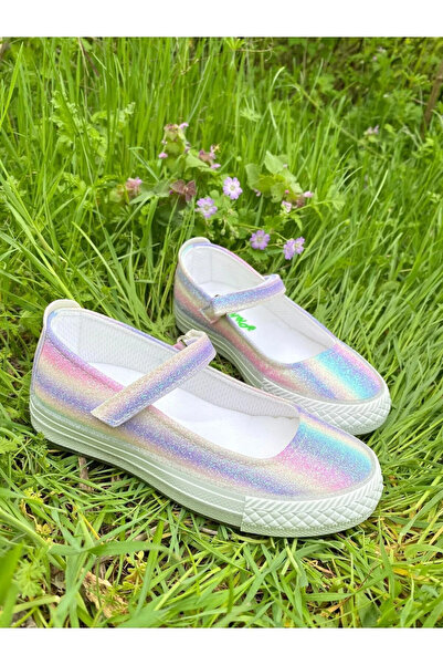 NeSe Shoes Pantofi sport pentru fete cu velcro curcubeu, cu față deschisă