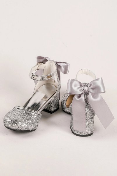 NeSe Shoes Shimmery and Bow-Knot Girls' Heeled Shoes, Evening Shoes, New Season, Sparkly