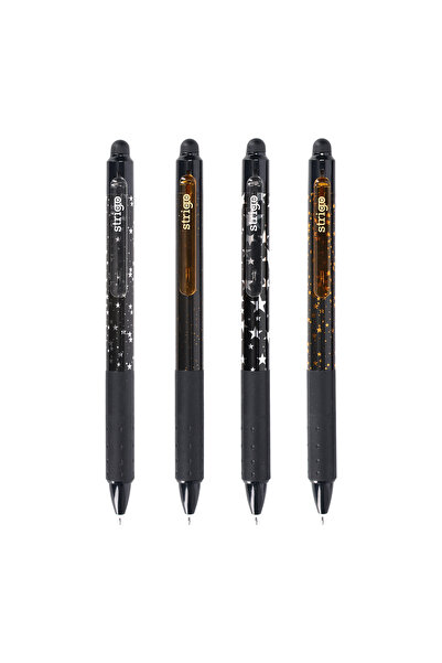 Strigo Σετ 4 στυλό Click, με διαγράψιμο μελάνι, STARS, SSC403