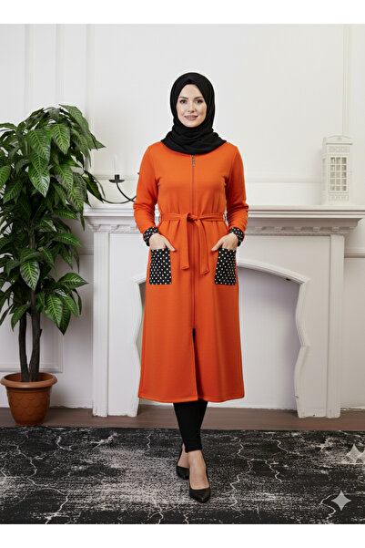 Defkay Sonbahar/Kışlık fermuarlı kadın gecelik/sabahlık