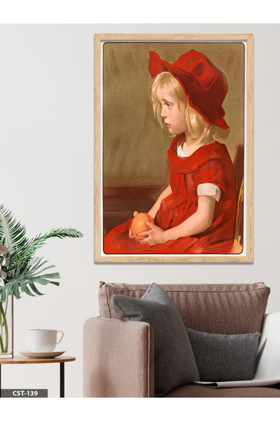 CeSht Portret devojke u crvenoj haljini, jednodijelna slika sa drvenim okvirom