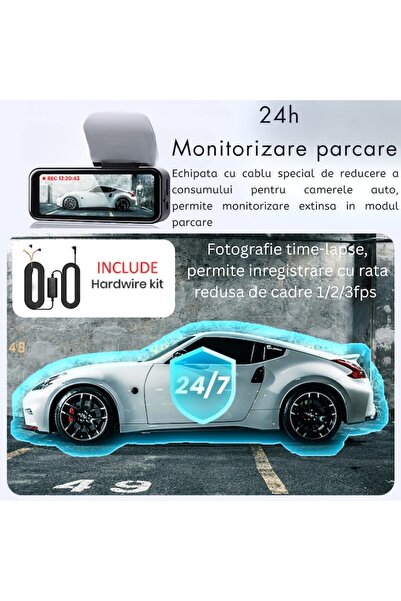 LEDASSE Cameră dublă de bord 4K Ultra HD LEDASSE®, WiFi, vedere nocturnă, senzor G, monitorizare parcare, ecran tactil de 3,2"