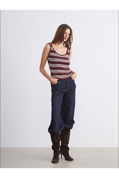 LC Waikiki U Neck Striped Women's Knitwear Undershirt