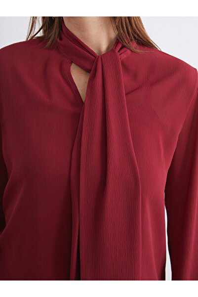 LC Waikiki Soulife Burgundy Shawl Collar Blouse and Undershirt
