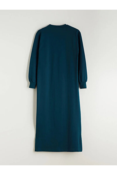 LC Waikiki LCW Modest Petrol Bisiklet Yaka Sweatshirt Elbise