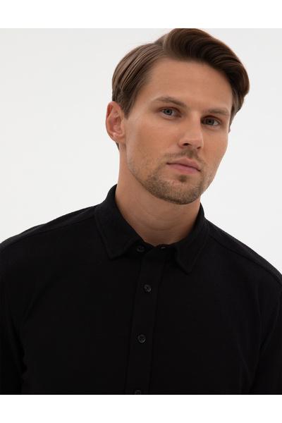 Pierre Cardin Siyah Regular Fit Örme Gömlek 50311692-VR046