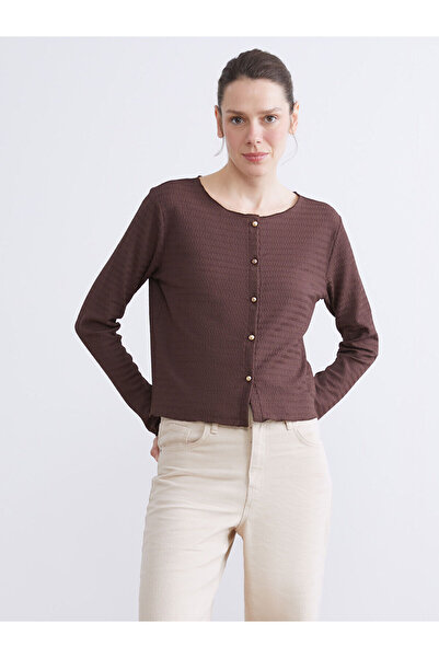 LC Waikiki Crew Neck Textured Women's Cardigan