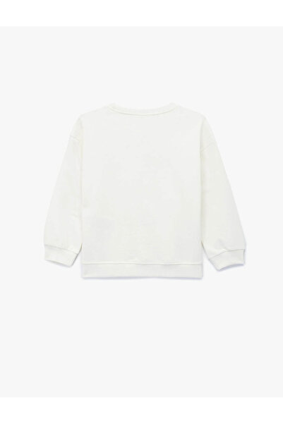 Koton Cotton Crew Neck Floral Patterned Ecru Baby Girl Sweatshirt 6Wmg10101Ak