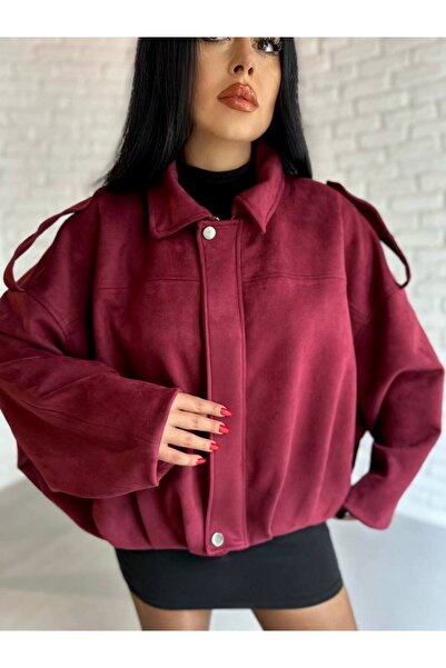 zoezoe Oversize Kadın Bomber Süet Deri Ceket