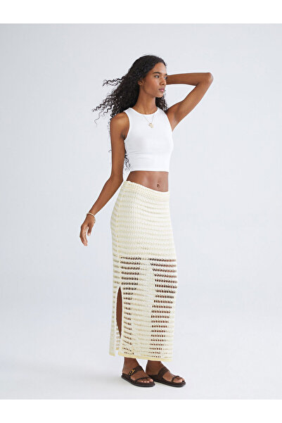 LC Waikiki Fusta LCW Vision Sari tricotaj cu aspect dantelat din tricot cu ta...