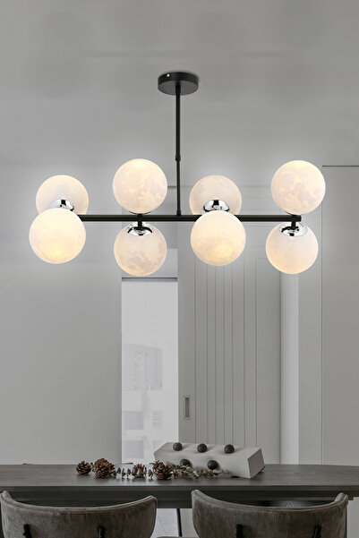 ESSLİGHT Vega 8’li 3D Başlıklı Sıralı Avize Modern Dekoratif Aydınlatma