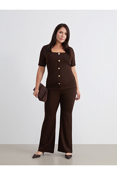 LC Waikiki Plus Size Slim Fit Flared Women's Trousers