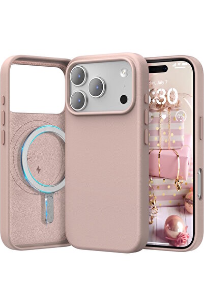 m.tk moveteck iPhone 17 Pro Kılıf Leather Magsafe Deri Liquid Kapak Hassas Bu...