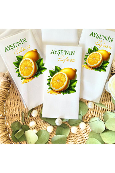 Lion Baskı ve Organizasyon Kişiye özel limon temalı sunum peçete 20 adet
