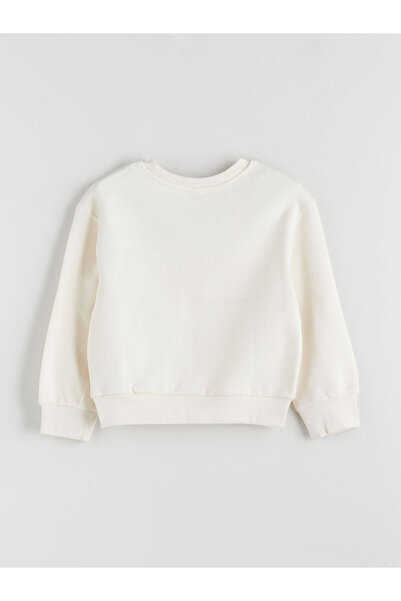 LC Waikiki Φούτερ για κορίτσια με λουλούδια εκρού με λαιμόκοψη