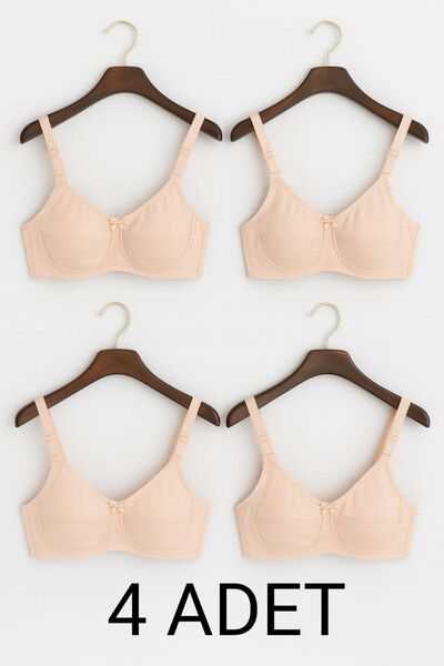 enmodaiçgiyim 4 τεμάχια σε χρώμα δέρματος βαμβακερό σουτιέν χωρίς εσωτερικό σύρμα, χωρίς σφουγγάρι, άνετο γυναικείο σουτιέν