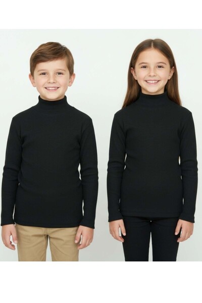 ARYDY قميص داخلي للأولاد والبنات - قميص داخلي أسود عالي الرقبة للأطفال من عمر...