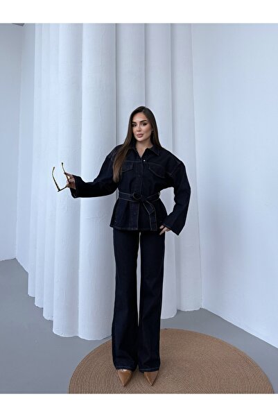 Rabi Shine ЖІНОЧИЙ ДЖИНСОВИЙ КУРТКА З ПАСОМ І ШТАНИ